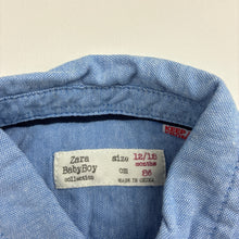 Load image into Gallery viewer, Boys Zara, blue cotton long sleeve shirt, EUC, size 1,  