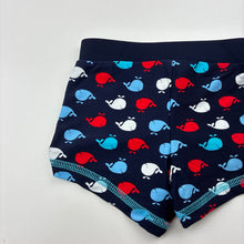 Load image into Gallery viewer, Boys Papoose, navy swim shorts,whales, EUC, size 00,  