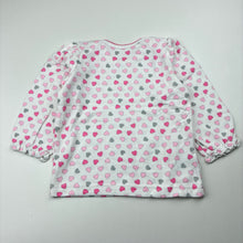 Load image into Gallery viewer, Girls Woolies Babes, cotton long sleeve top,hearts, FUC, size 0,  