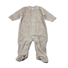 Load image into Gallery viewer, Unisex Dymples, beige soft velour romper, EUC, size 000,  