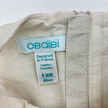 Load image into Gallery viewer, Girls Obaibi, cotton lined linen / cotton blend metallic dress, EUC, size 00, L: 38cm