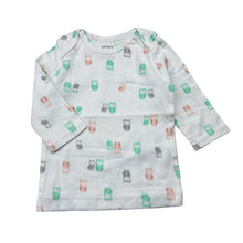 Load image into Gallery viewer, Girls Carters, white cotton long sleeve top,owls, EUC, size 000,  