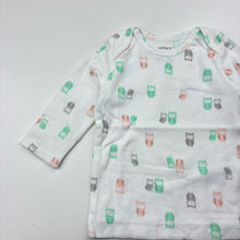 Load image into Gallery viewer, Girls Carters, white cotton long sleeve top,owls, EUC, size 000,  