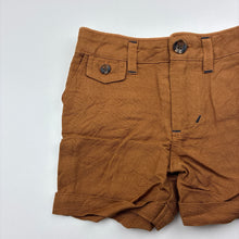 Load image into Gallery viewer, Boys Bardot Junior, tan linen / viscose shorts, adjustable, EUC, size 000,  