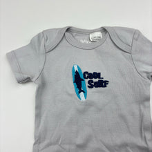 Load image into Gallery viewer, Boys Pekkle, grey cotton bodysuit / romper, surf, GUC, size 00,  
