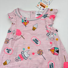 Load image into Gallery viewer, Girls Underworks, pink stretchy romper, cinema, NEW, size 000,  