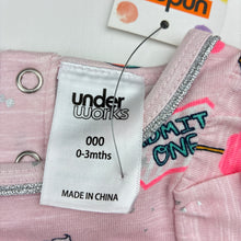 Load image into Gallery viewer, Girls Underworks, pink stretchy romper, cinema, NEW, size 000,  