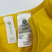 Load image into Gallery viewer, Boys Dymples, yellow cotton bodysuit / romper, FUC, size 000,  