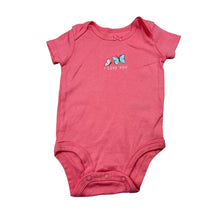 Load image into Gallery viewer, Girls Carters, pink cotton bodysuit / romper,butterflies, GUC, size 3 months,  