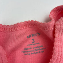 Load image into Gallery viewer, Girls Carters, pink cotton bodysuit / romper,butterflies, GUC, size 3 months,  