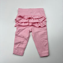 Load image into Gallery viewer, Girls Dymples, pink stretchy ruffle leggings / bottoms, EUC, size 000,  