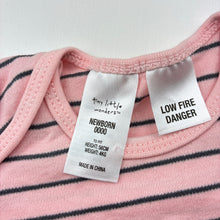 Load image into Gallery viewer, Girls Tiny Little Wonders, pink &amp; grey cotton bodysuit / romper, EUC, size 0000,  