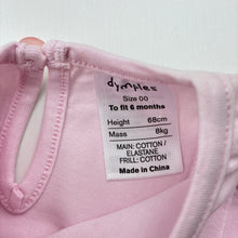 Load image into Gallery viewer, Girls Dymples, pink ruffle t-shirt / top,butterflies, EUC, size 00,  