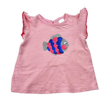 Load image into Gallery viewer, Girls Target, pink cotton t-shirt / top,sequin fish, EUC, size 00,  