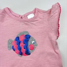 Load image into Gallery viewer, Girls Target, pink cotton t-shirt / top,sequin fish, EUC, size 00,  