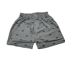 Load image into Gallery viewer, Boys Bon Bebe, grey cotton shorts, elasticated, moustaches, EUC, size 000,  