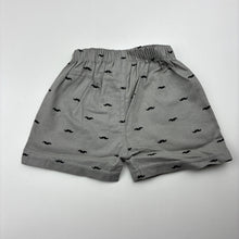 Load image into Gallery viewer, Boys Bon Bebe, grey cotton shorts, elasticated, moustaches, EUC, size 000,  