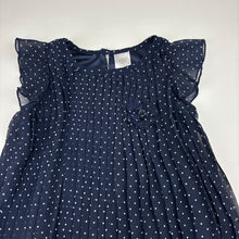 Load image into Gallery viewer, Girls Target, lined pleated navy party dress, GUC, size 1, L: 48cm