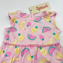 Load image into Gallery viewer, Girls Sprout, pink stretchy top, pineapples, bananas, NEW, size 00,  