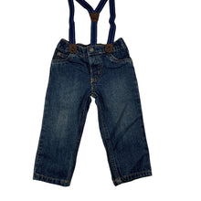 Load image into Gallery viewer, Boys Carters, blue denim jeans,elasticated,suspenders, GUC, size 1,  