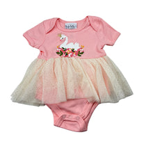 Load image into Gallery viewer, Girls Nicole Miller, pink tutu romper,swan, EUC, size 00,  