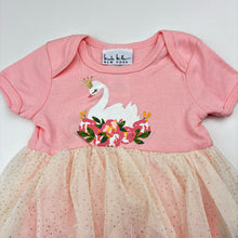 Load image into Gallery viewer, Girls Nicole Miller, pink tutu romper,swan, EUC, size 00,  