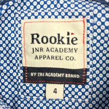 Load image into Gallery viewer, Boys Rookie, blue &amp; white cotton short sleeve shirt, EUC, size 4,  