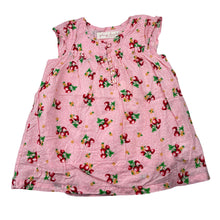 Load image into Gallery viewer, Girls Young Hearts, lined cotton dress, strawberries, GUC, size 0, L: 38cm