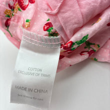 Load image into Gallery viewer, Girls Young Hearts, lined cotton dress, strawberries, GUC, size 0, L: 38cm