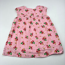 Load image into Gallery viewer, Girls Young Hearts, lined cotton dress, strawberries, GUC, size 0, L: 38cm