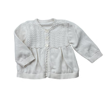 Load image into Gallery viewer, Girls George, white knitted cotton cardigan, GUC, size 000,  