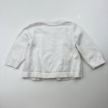 Load image into Gallery viewer, Girls George, white knitted cotton cardigan, GUC, size 000,  