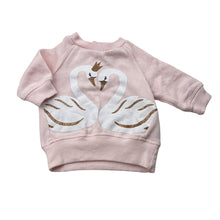 Load image into Gallery viewer, Girls Baby Berry, fleece lined sweater / jumper, swans, FUC, size 000,  