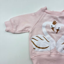 Load image into Gallery viewer, Girls Baby Berry, fleece lined sweater / jumper, swans, FUC, size 000,  
