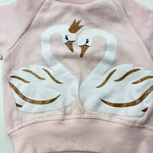 Load image into Gallery viewer, Girls Baby Berry, fleece lined sweater / jumper, swans, FUC, size 000,  