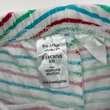 Load image into Gallery viewer, Unisex Tiny Little Wonders, striped cotton shorts, elasticated, GUC, size 000,  