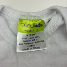 Load image into Gallery viewer, Unisex Babykids, white cotton bodysuit / romper, EUC, size 000,  