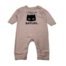Load image into Gallery viewer, Girls H&amp;M, BATGIRL cotton romper, GUC, size 0000,  