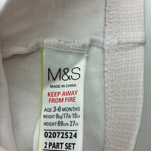 Load image into Gallery viewer, Girls M&amp;S, pink &amp; white cotton leggings / bottoms, GUC, size 00,  