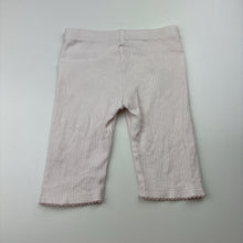 Load image into Gallery viewer, Girls M&amp;S, pink &amp; white cotton leggings / bottoms, GUC, size 00,  