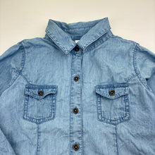 Load image into Gallery viewer, Girls H&amp;T, chambray cotton long sleeve shirt, GUC, size 7,  