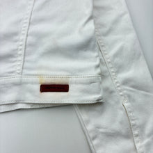 Load image into Gallery viewer, Girls Country Road, white stretch denim jacket, marks right sleeve &amp; back hem, FUC, size 10,  