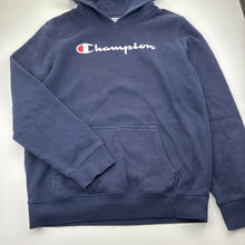 Load image into Gallery viewer, Unisex Champion, navy fleece lined hoodie sweater, GUC, size 14,  