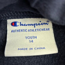 Load image into Gallery viewer, Unisex Champion, navy fleece lined hoodie sweater, GUC, size 14,  