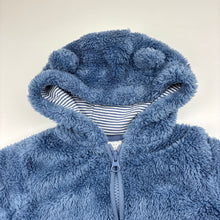 Load image into Gallery viewer, Unisex Next, blue fleece hooded coverall / romper, GUC, size 00,  