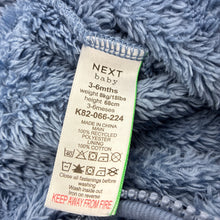 Load image into Gallery viewer, Unisex Next, blue fleece hooded coverall / romper, GUC, size 00,  