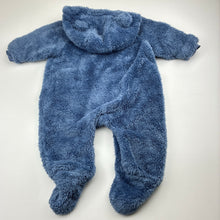 Load image into Gallery viewer, Unisex Next, blue fleece hooded coverall / romper, GUC, size 00,  