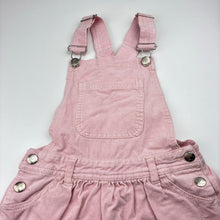 Load image into Gallery viewer, Girls Target, stretch corduroy overalls dress / pinafore, EUC, size 6, L: 59cm
