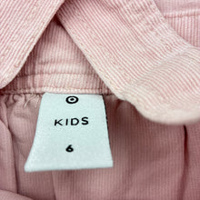 Load image into Gallery viewer, Girls Target, stretch corduroy overalls dress / pinafore, EUC, size 6, L: 59cm
