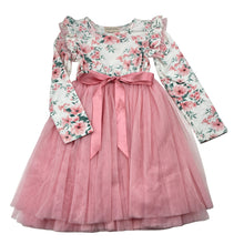 Load image into Gallery viewer, Girls Designer Kidz, floral &amp; tulle party dress, EUC, size 4, L: 55cm